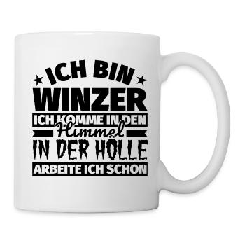 Winzer Geschenk lustig Himmel Hölle - Tasse - Weiß - Rechts