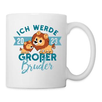 Löwe Einzelkind Schwangerschaft Großer Bruder 2023 - Tasse - Weiß - Rechts