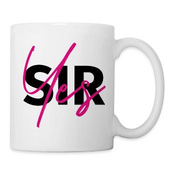 Oui Monsieur! Noir avec rose - Mug blanc - blanc - Droite