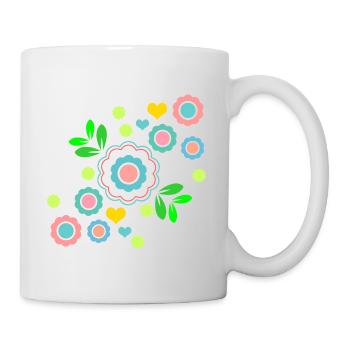 Flower Hippie buntes Blumenmuster - Tasse - Weiß - Rechts