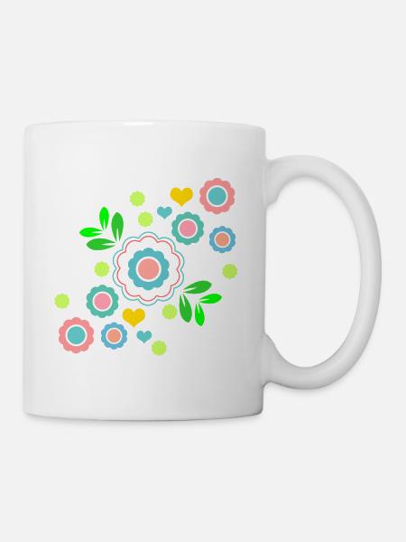 Flower Hippie buntes Blumenmuster - Tasse - Weiß