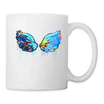 angelwings,flügel,aquarell,bunt,engelsflügel - Tasse - Weiß - Rechts