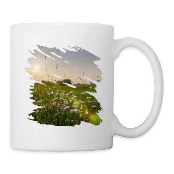 Picturesque flower meadow in the sun's rays - Mug - white - Right