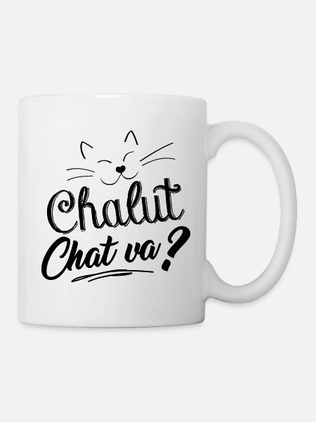 Chalut chat va ? humour drôle de chat - Mug blanc - blanc