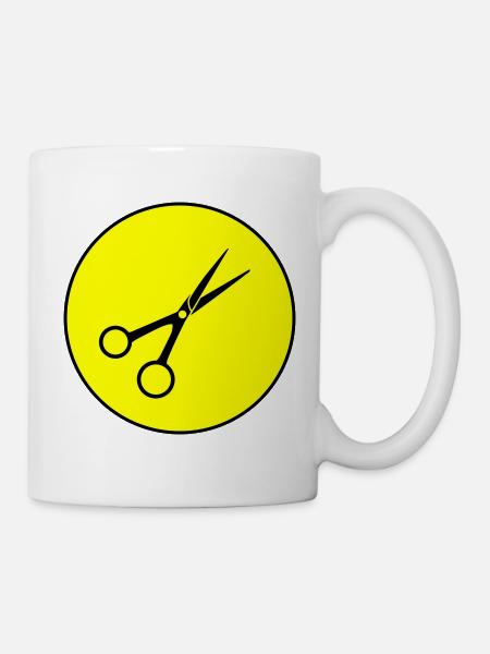 Schere Barber Kreis - Tasse - Weiß