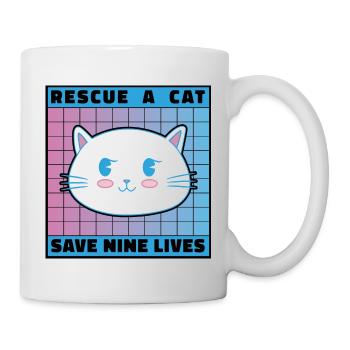 Rescue A Cat Save Nine Lives Cat Owner Animals Kit - Tasse - Weiß - Rechts