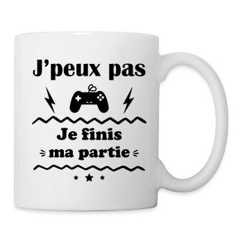 J'peux pas je finis ma partie, gaming, gamer, geek - Mug blanc - blanc - Droite