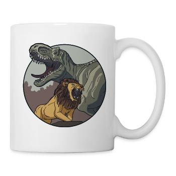 Rois du règne animal - Lion et Tyrannosaurus Rex - Mug blanc - blanc - Droite