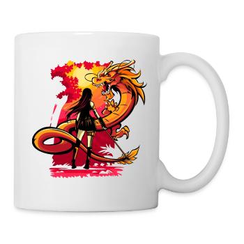 drache anime manga comic samurai schwert - Tasse - Weiß - Rechts