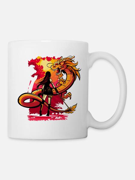 drache anime manga comic samurai schwert - Tasse - Weiß