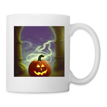 Halloween Effrayant Drôle Tête de Citrouille Mal - Mug blanc - blanc - Droite