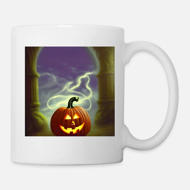Halloween Effrayant Drôle Tête de Citrouille Mal - Mug blanc - blanc