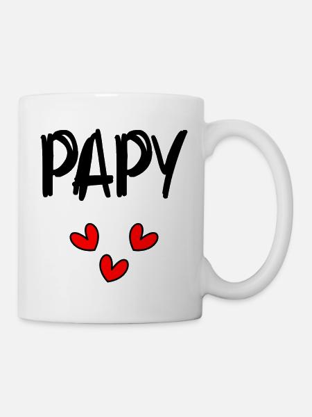 PAPY. FÊTE DES PÈRES. BONNE FÊTE PAPY. JE T'AIME - Mug blanc - blanc