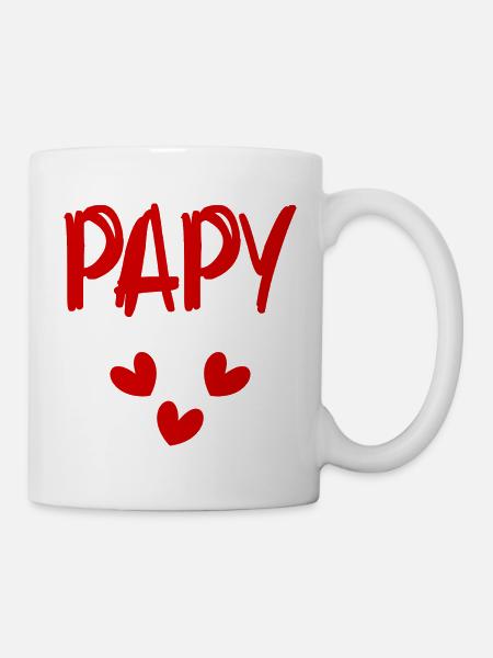 PAPY. FÊTE DES PÈRES. BONNE FÊTE PAPY. JE T'AIME - Mug blanc - blanc