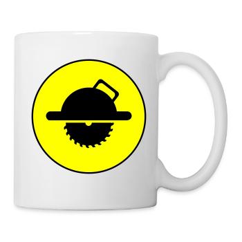 Silhouette du symbole de la scie circulaire à la main - Mug blanc - blanc - Droite