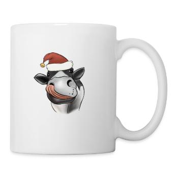 Kuh Landwirt Bauer Bäuerin Ugly Christmas - Tasse - Weiß - Rechts
