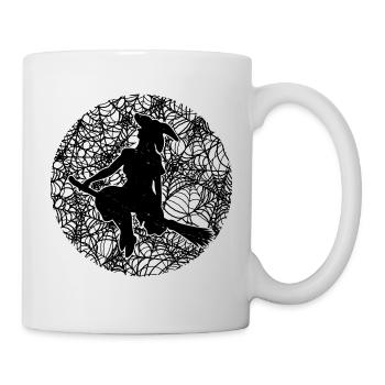 Spooky Spider Web Witchcraft Broomstick Halloween - Mug - white - Right