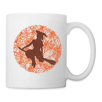 Spooky Spider Web Witchcraft Broomstick Halloween - Mug - white - Right