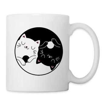 Yin & Yang Katzen - Zen Yoga Katze Ruhe Sonne - Tasse - Weiß - Rechts