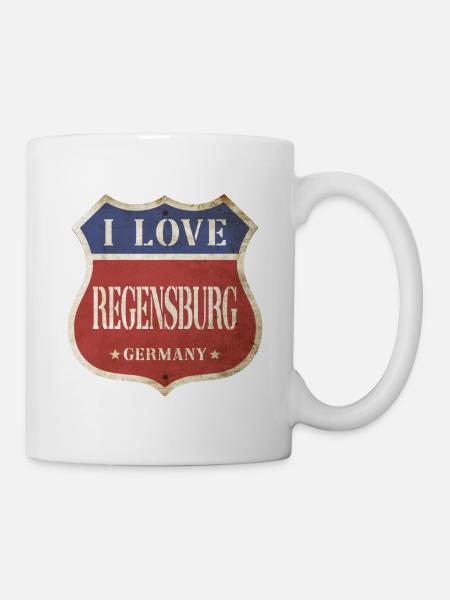 Regensburg Deutschland Stadt I Love Vintage Retro - Tasse - Weiß