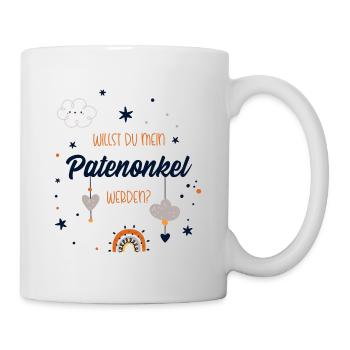 Patenonkel Fragen. Willst du mein Patenonkel sein? - Tasse - Weiß - Rechts