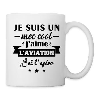 Mec cool aviation, idée cadeau pilote, aviateur - Mug blanc - blanc - Droite