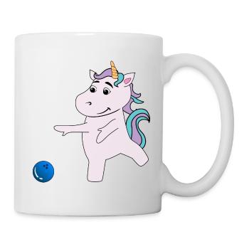 Einhorn spielt Bowling - Tasse - Weiß - Rechts