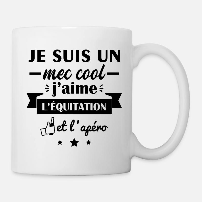 mec cool équitation, idée cadeau cavalier, cheval - Mug blanc - blanc