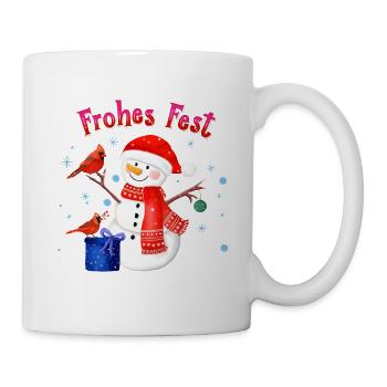 Un bonhomme de neige souhaite un joyeux Noël - Mug blanc - blanc - Droite