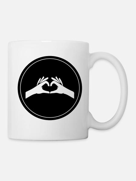 Hände Herz Kreis - Tasse - Weiß