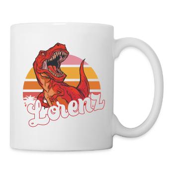 LORENZ - Beautiful boy name with T-REX Dino - Mug - white - Right