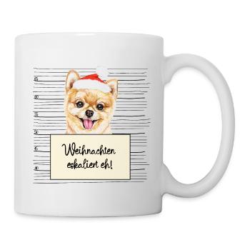 Es eskaliert eh lustige Weihnachten Pommerscher - Tasse - Weiß - Rechts