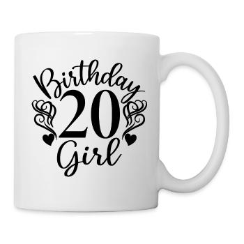 20. Geburtstag Frauen Ihr Geburtstagskind 20 Jahre alt - Tasse - Weiß - Rechts