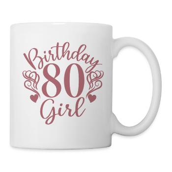 80. Geburtstag Frauen Ihr Geburtstagskind 80 Jahre alt - Tasse - Weiß - Rechts