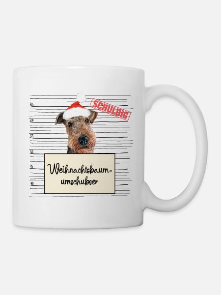 Weihnachtsbaum Umschubser Airedale Terrier - Tasse - Weiß