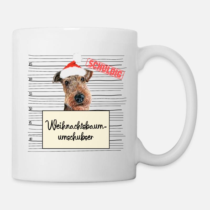 Weihnachtsbaum Umschubser Airedale Terrier - Tasse - Weiß