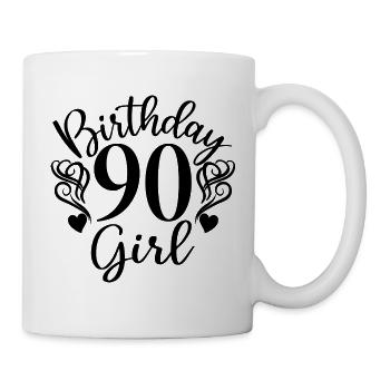 90. Geburtstag Frauen Ihr Geburtstagskind 90 Jahre alt - Tasse - Weiß - Rechts