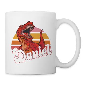 DANIEL - Beautiful boy name with T-REX Dino - Mug - white - Right