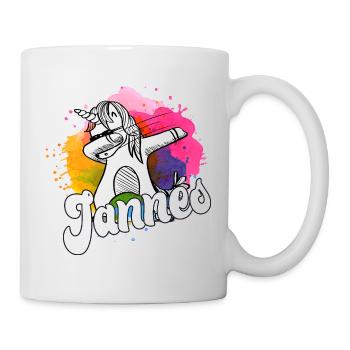 JANNES - Beau nom de garçon avec licorne cool - Mug blanc - blanc - Droite