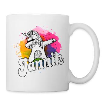 JANNIK - Beautiful Boy Name with Cool Unicorn - Mug - white - Right