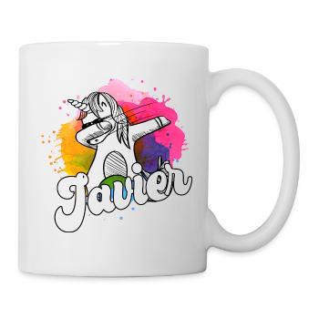 JAVIER - Schöner Jungen Name mit Coolem Einhorn - Tasse - Weiß - Rechts