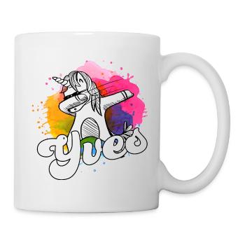YVES - Beau nom de garçon avec licorne cool - Mug blanc - blanc - Droite