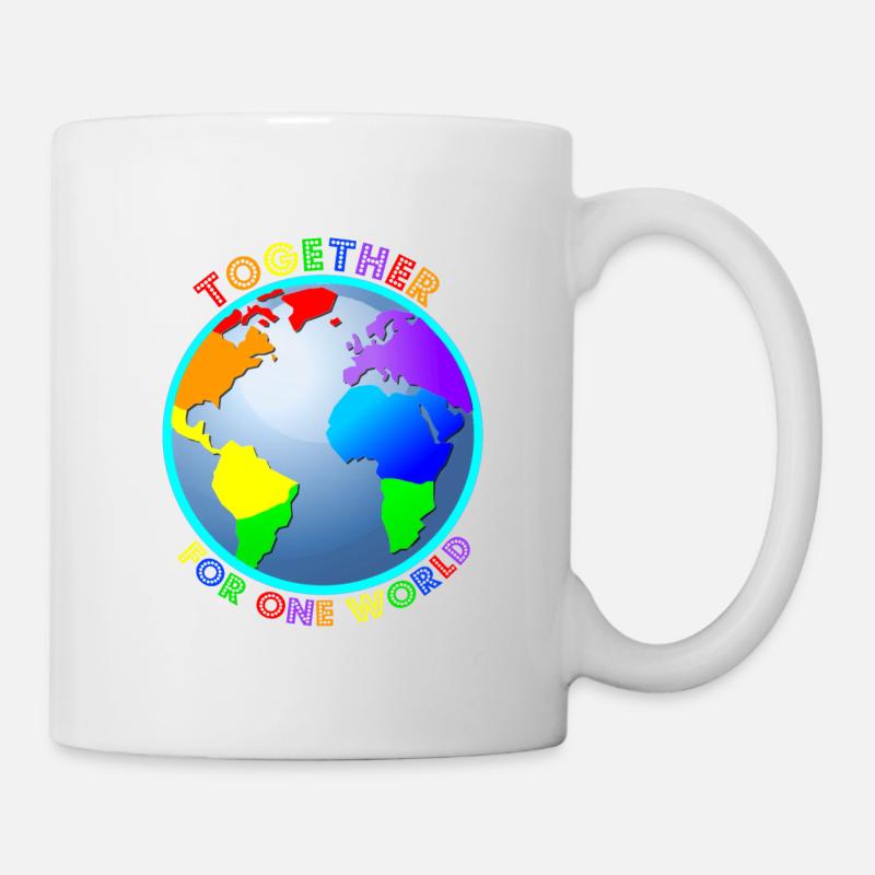 Déclaration: « Pour un seul monde » - Rainbow Colors - Mug blanc - blanc