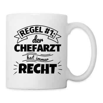 Chefarzt Geschenke – Hat immer Recht - Tasse - Weiß - Rechts