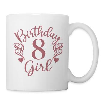 8th Birthday Girl, 8 Years Old Gift For Kids - Mug - white - Right