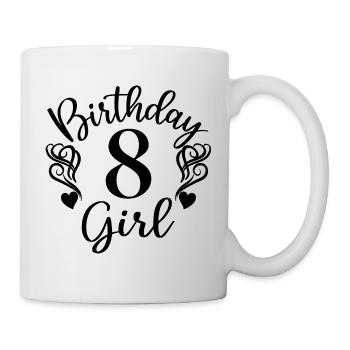 8th Birthday Girl, 8 Years Old Gift For Kids - Mug - white - Right