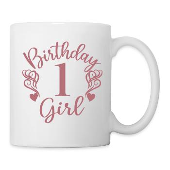 1. Geburtstag Mädchen, 1 Jahr altes Geschenk für Kinder - Tasse - Weiß - Rechts