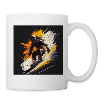 Snow and action: wild skier on the slopes - Mug - white - Right