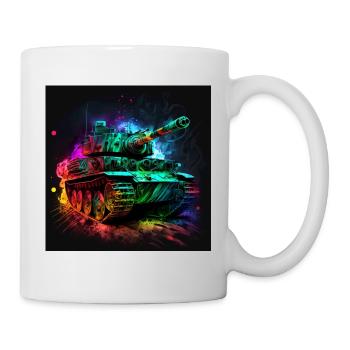Main battle tank in neon light, strong and robust - Mug - white - Right