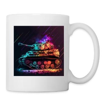 Main battle tank in cool neon colors - Mug - white - Right